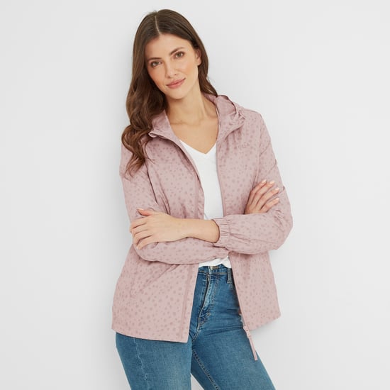 Craven Womens Waterproof Packaway Jacket Faded Pink Dalmation Spot