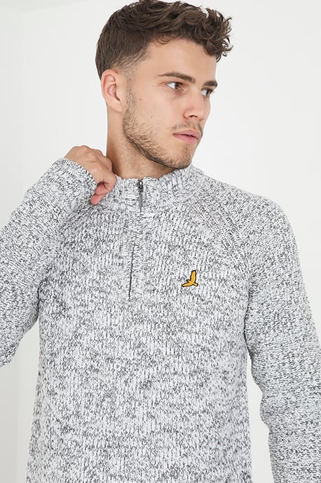 Ecru 'Peg' Quarter Zip Neck Knitted Jumper