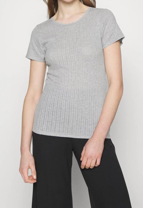 Womens 2 Pack Thermal Pointelle Short Sleeve Tops in Grey - Image 2