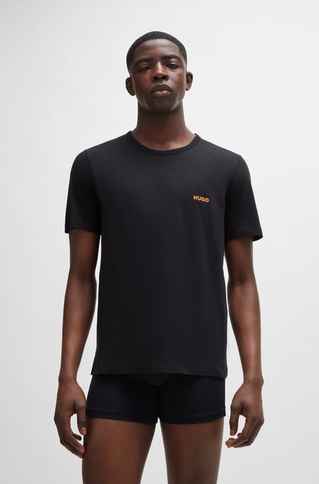Men's Hugo 3 Pack of Cotton Underwear T-Shirts in Black