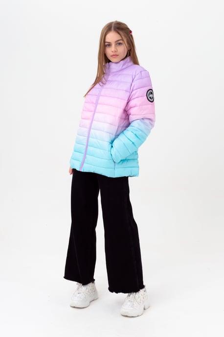 Hype Girls Multi Mykonos Fade Script Lightweight Puffer Jacket