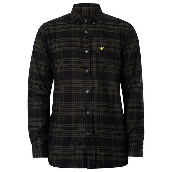 Lyle & Scott Long Sleeve Mountain Moss Green Checkered Flannel Shirt - Image 1