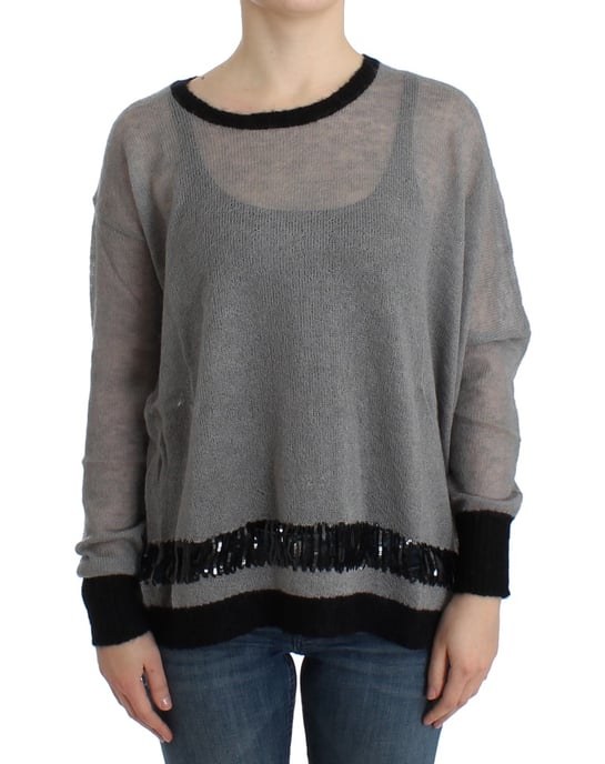 Costume National Women's Gray embellished asymmetric sweater