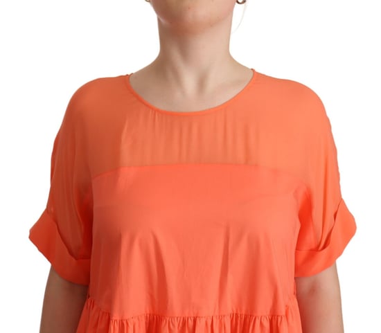 Twinset Vrouwen Koraal Korte Mouwen Katoenen Maxi Shift Jurk - Image 4
