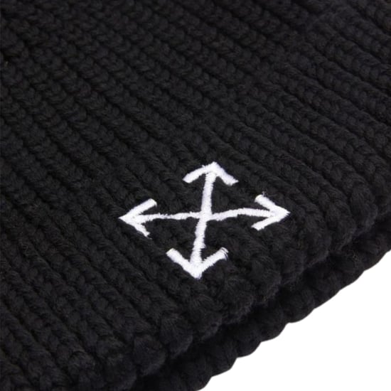 Off-White Arrow Embroidered Ribbed Wool Beanie Black