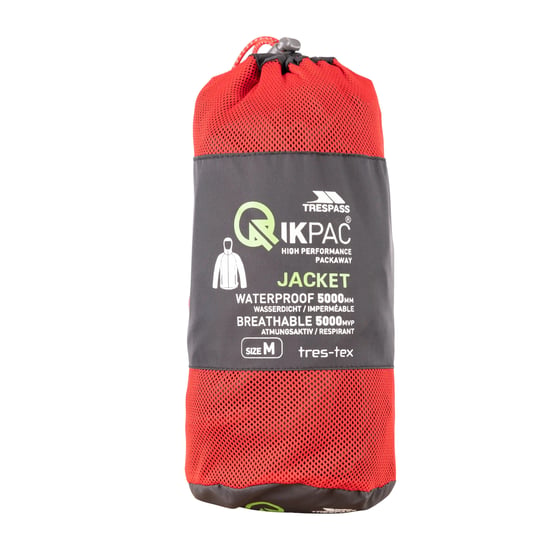 Trespass Qikpac X Unisex Packaway Jacket (Black/Red)