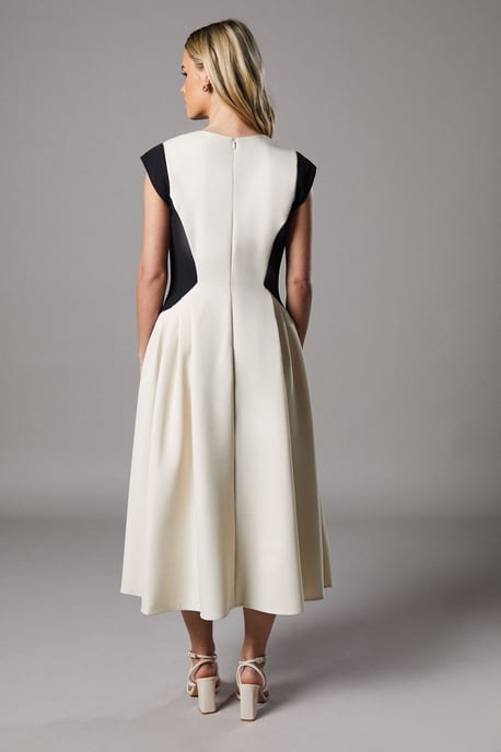 Petite Crepe colour Block Midi Dress