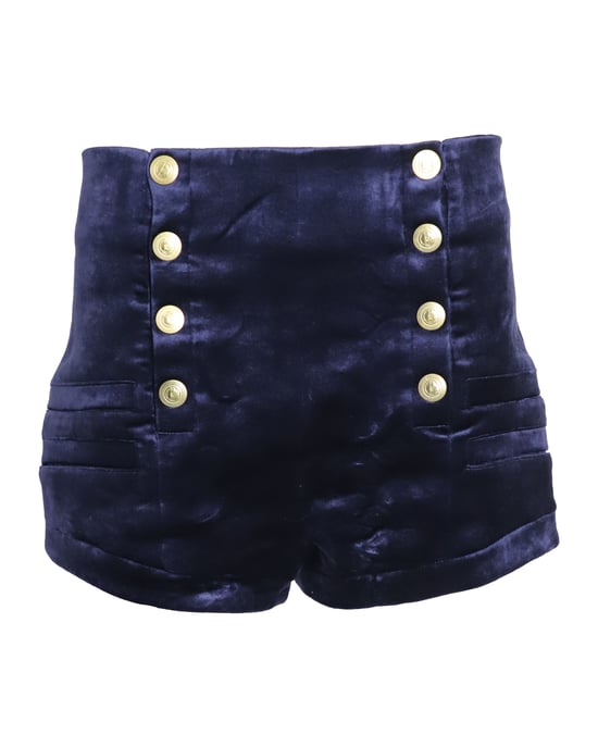 Pierre Balmain Military Blazer and Shorts Set in Blue Velvet - Image 6