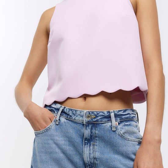 River Island Womens Sleeveless Top Pink Scallop Hem