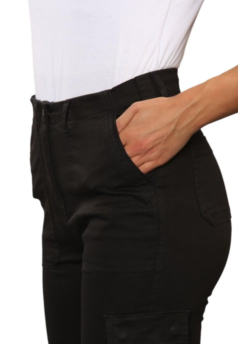MYT Womens Cargo Chino Ankle Grazer Trousers in Black