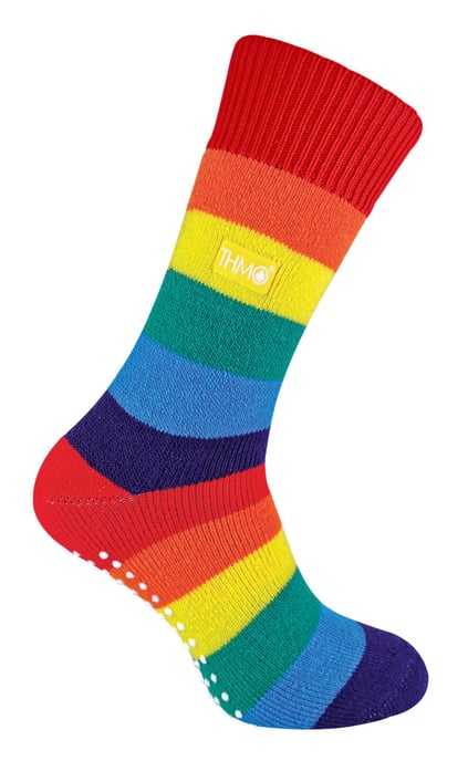 THMO - Mens & Ladies Warm Thermal Non Slip Rainbow Socks for Winter - Image 1