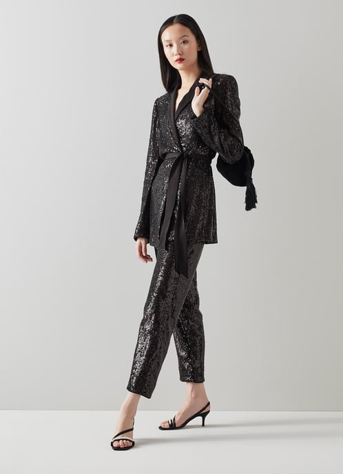 LK Bennett Shimmer Trousers, Black