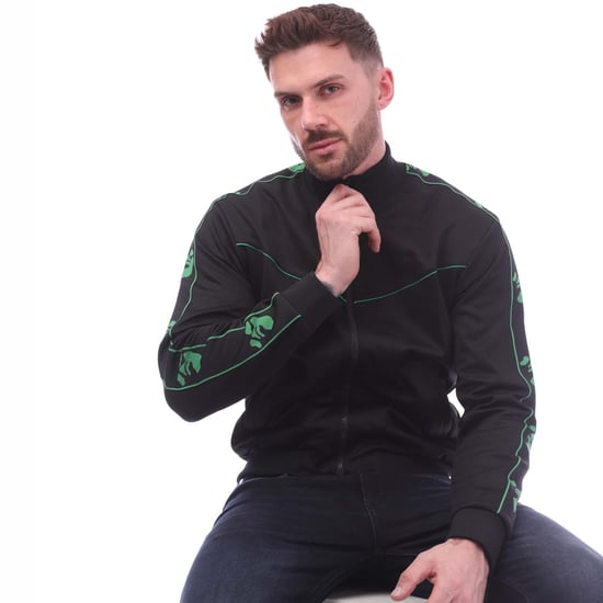 Men's Off White Face Band Slim Track Top in Black - Image 4