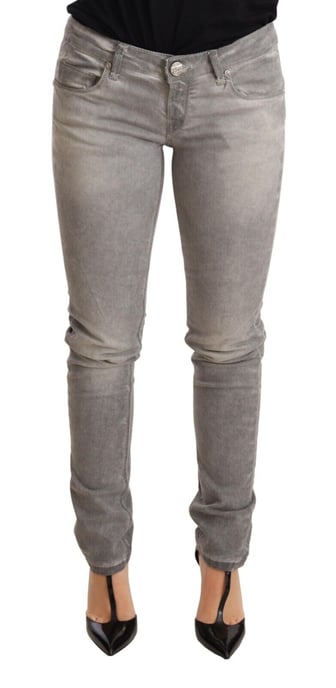 Acht Light Gray Washed Cotton Slim Fit Jeans
