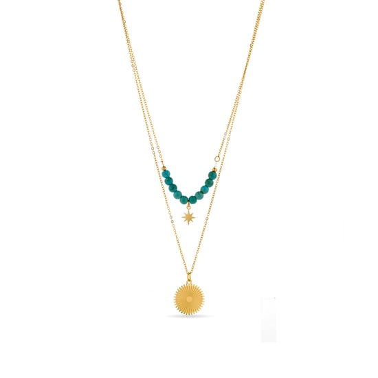 Luxenter Turkos halsband avslutat i 18K gult guld - Nanra - Image 1