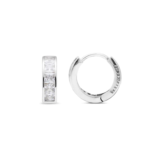 Luxenter oorbellen, essentieel in 925 sterling zilver en gerhodineerd, fonkelende cubic zirkonia - Image 1