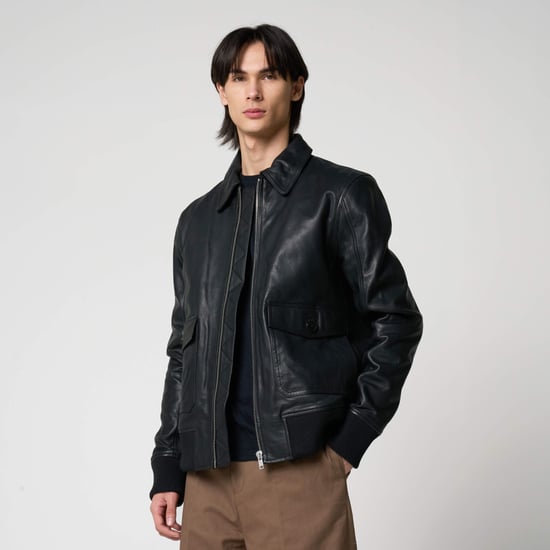 Barneys Originals Goat Leather Bomber Jacket