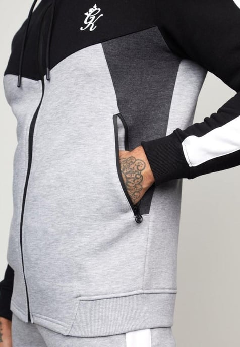 Gym King Koen Mens Zip Up Hoodie Black/Grey - Image 4