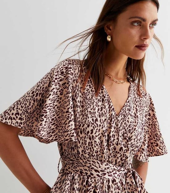 Satin Animal Angel Sleeves Wrap Jumpsuit - Image 3