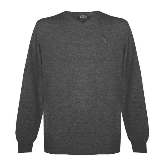 Aquascutum Mens Long Sleeved/V-Neck Knitwear Jumper with Logo in Ultra Dark Grey - Image 1