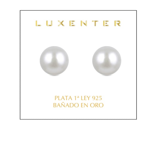 Luxenter Sterling Silver 925 örhängen med vit pärla avslutade i 18K gult guld - Basic - Image 2