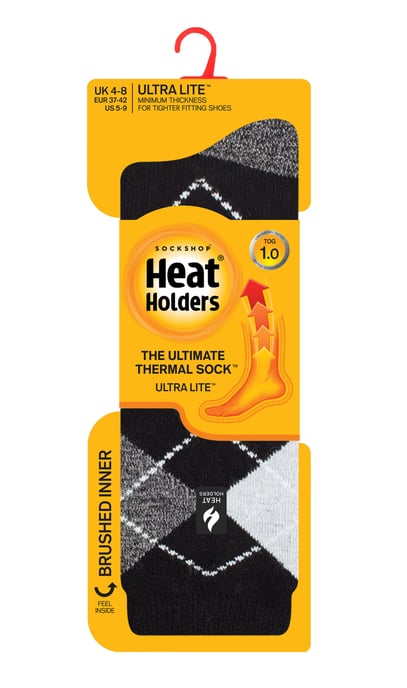 Heat Holders - Dam Ultra Lite Thermal Borstad Innergarn Design Strumpor - Svart/ Grå (Valletta) - Image 2