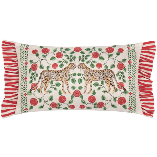 Wylder Tropics Okara Leopards Printed Ruffle  Polyester Filled Cushion - Image 1