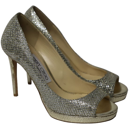 Jimmy Choo Metallic Luna Open Toe Pumps in Gold Leather - Image 3