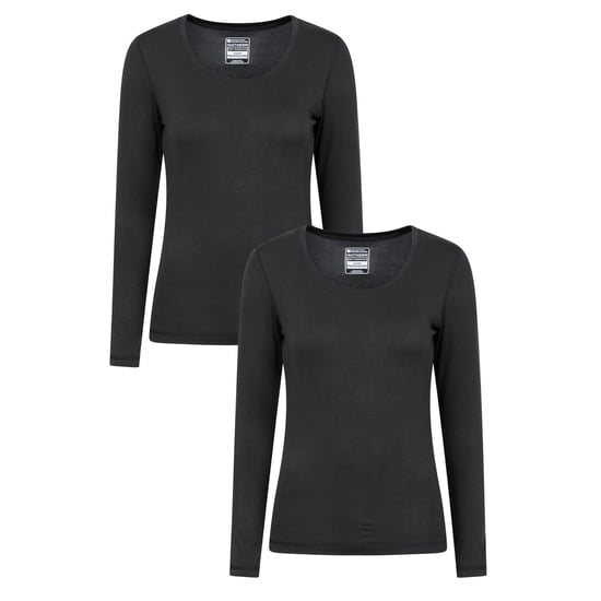 Mountain Warehouse Womens/Ladies Keep The Heat Round Neck Thermal Top (Pack of 2) (Black) - Image 1