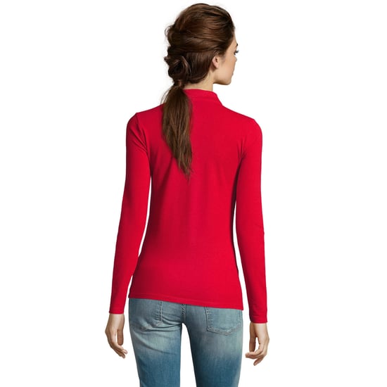 SOLS Dames/dames Perfecte Lange Mouw Pique Polo Shirt (Rood) - Image 3