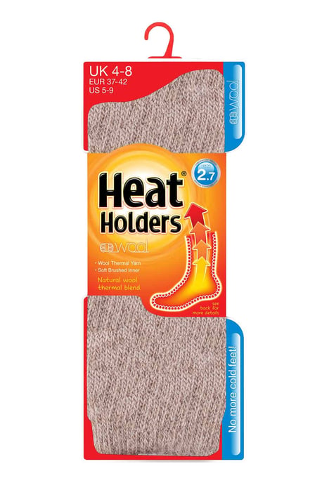 Heat Holders - Dames Warme 2.7 Tog Wollen Sokken - Havermout Beige - Image 2