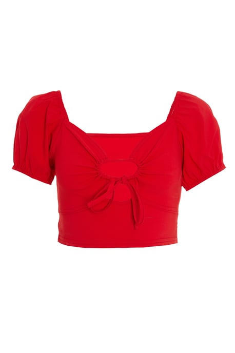 Red Cut Out Detail Crop Top