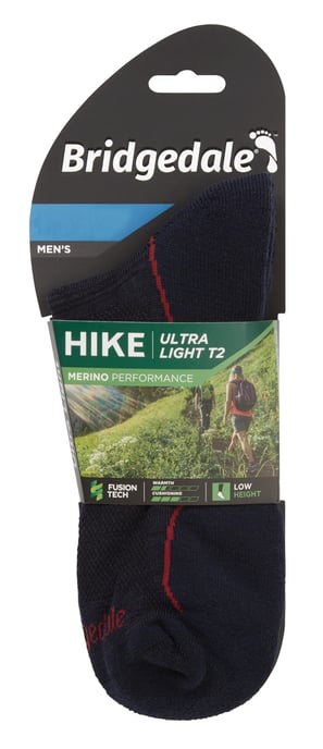 Bridgedale - Mens Hiking Merino Low Socks - Navy / Red - Image 2
