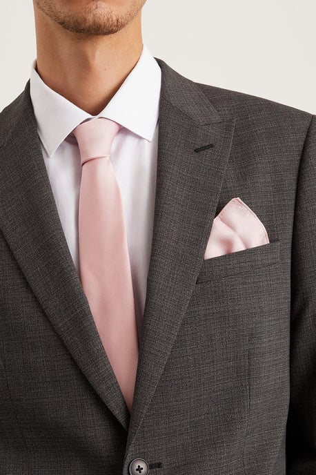 Slim Light Pink Tie And Pocket Square Set - Image 1