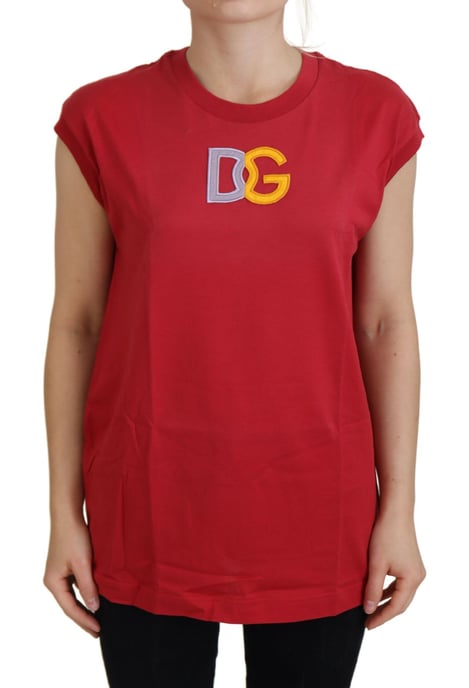 Dolce & Gabbana Red Cotton DG Logo Tank Top Women's T-shirt