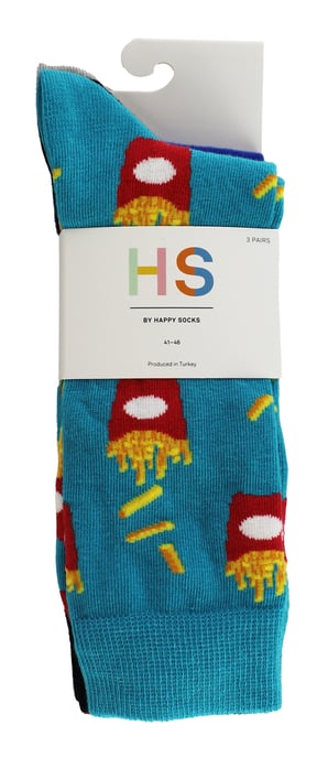 HS by Happy Socks - Mens 3 Pack Classic Burger & Fries Dress Socks - Fries - Image 2