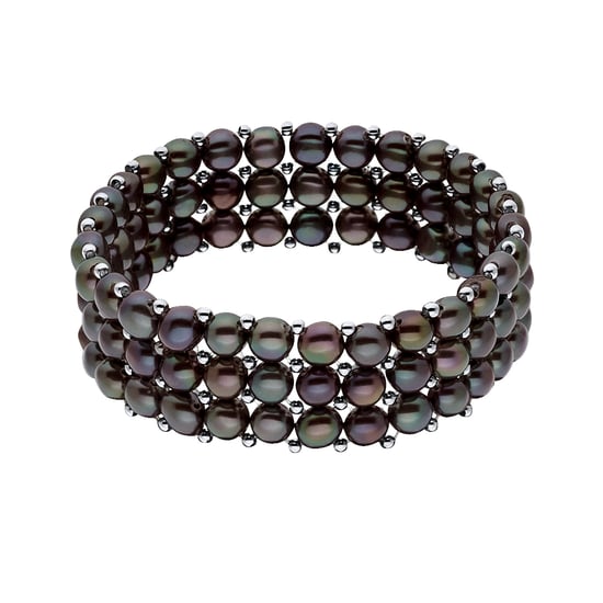 DIADEMA - Bracelet - Real Freshwater Pearls - Black Tahitian Style