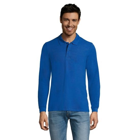 SOLS Heren Perfect Effen Piqué Poloshirt met Lange Mouwen (Koningsblauw) - Image 1