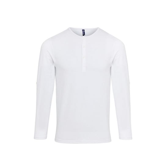 Premier Mens Long John Roll Sleeve T-Shirt (White) - Image 1