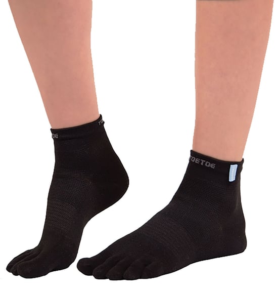 TOETOE - Mens & Ladies Moisture Wicking Outdoor Trainer Liner Toe Socks - Black - Image 2