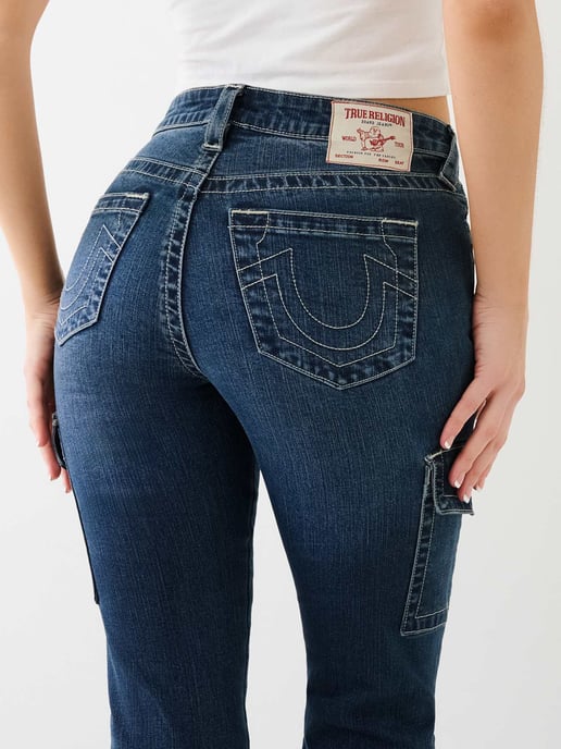 Slim Denim Cargo With Slit in Persian Gulf
