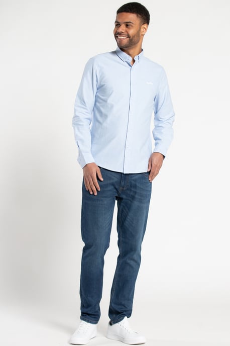 Light Blue Cotton Oxford Long-Sleeve Shirt
