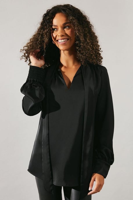 Occasion Satin Tie Neck Blouse