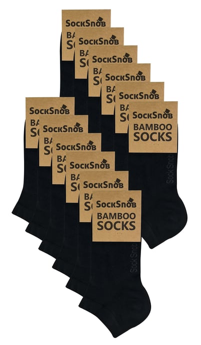 12 par multipack bambu träningsstrumpor för herrar - andningsbara strumpor - svart - Image 2