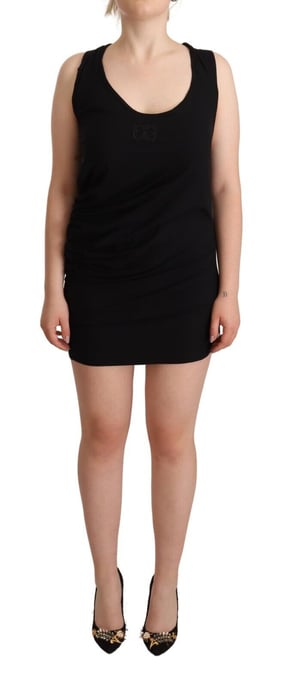 Roberto Cavalli Svart Ärmless Bomullsklänning Mini Dress - Image 1