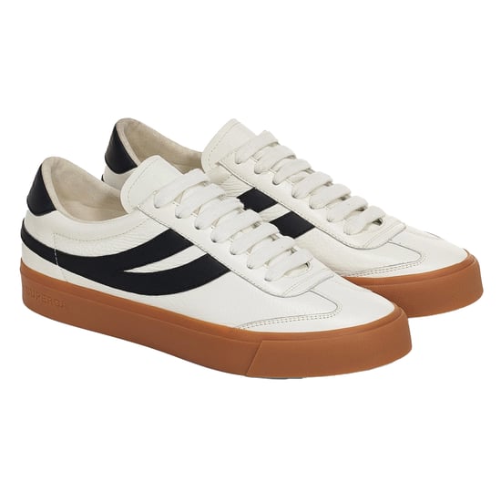 Superga Unisex Adult 4834 Club S Swallow Contrast Detail Vegan Leather Trainers (White/Black/Gum)