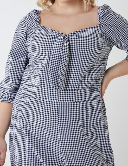 EDIE - Curve Gingham Jumpsuit