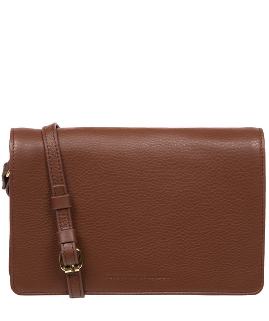 Gwen' Dark Tan Nappa Leather Cross Body Bag