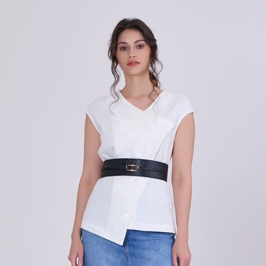 Geplooide asymmetrische top met dubbele borst - Image 1