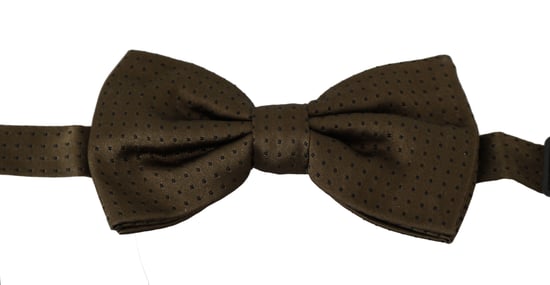 Dolce & Gabbana Brown Polka Dot Silk Adjustable Bow Tie - Image 2